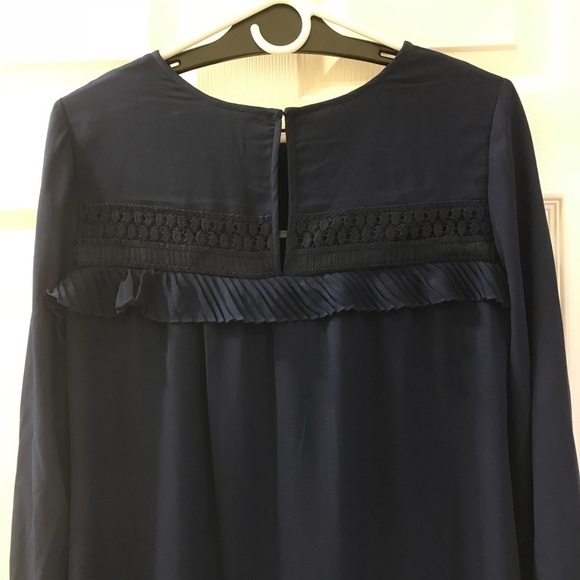 Max Studio Empire Lace Trim Dress in Navy Blue - Picture 3 of 6